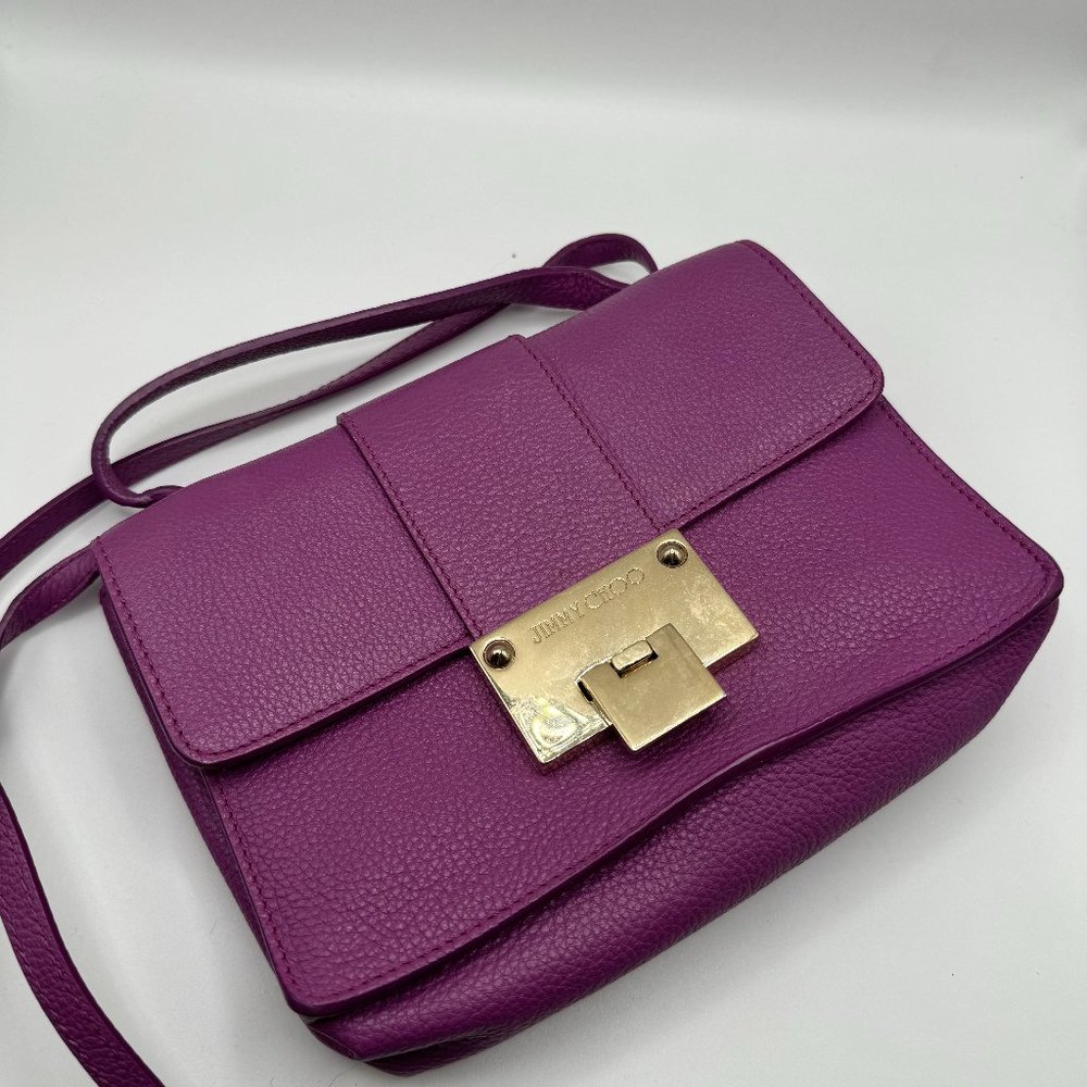 Jimmy Choo Small Purple Leather Shoulder Bag